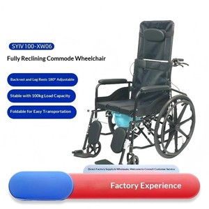 Sedia a Rotelle Manuale Completamente Reclinabile Pieghevole Leggera con WC Integrato e Capacità di 150 kg per Anziani Paralizzati Ausilio per la Deambulazione - Product Image 2