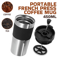 Mug de voyage à café à double paroi en acier inoxydable avec revêtement en poudre personnalisé de 450 ml avec infuseur à thé