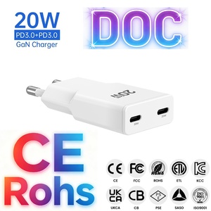 <span class=keywords><strong>Chargeur</strong></span> mural double USB-C Tommox 20W PD 3.0 EU KR avec protection anti-feu à charge <span class=keywords><strong>rapide</strong></span> pour téléphones portables et tablettes Type-C - Product Image 1