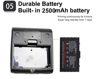 Hoin 80mm Batterie en aluminium de grande capacité Imprimante de reçus thermique sans fil Mini portable Livraison express Stock