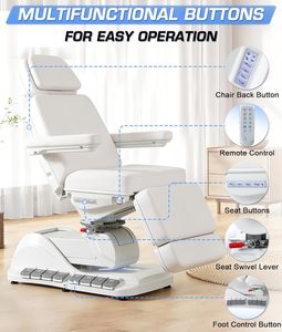 Lettino Professionale per Trattamenti Viso, Estetista, Tatuaggi, Ceretta, Fisioterapia, Odontoiatria, <span class=keywords><strong>Estetica</strong></span>, Poltrona Completamente Elettrica per Massaggi - Product Image 2