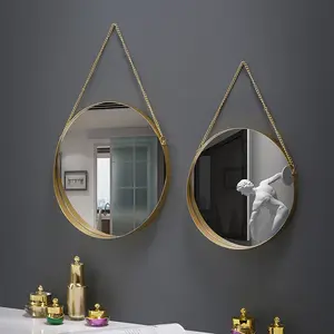 Nordic Home Decor Badkamer Slaapzaal Make-Up Smeedijzer Opknoping Gouden Muur Spiegel Decoratief