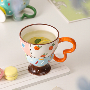 New Design Coffee Mug Flower Tea Cup Hand Painted Ceramic Mug with Unique Handle - Product Image 2