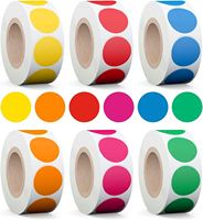 Etiquetas Adhesivas Redondas, Impermeables, Semi-Brillantes, Multicolores, para Codificación por Colores, para Oficina, Aula, Supermercado, Promoción de Comestibles