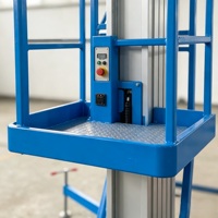 Plateforme élévatrice aérienne en aluminium à colonne unique, capacité de charge 125 kg, hauteur 9 m, électrique hydraulique, remorquée manuellement, empattement 1280 mm, vitesse 3-5 m/min