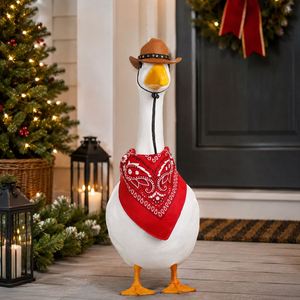 Ensemble de décoration de canard blanc style cowboy : chapeau western, bandana, ornement pour porche et jardin - Product Image 1