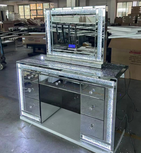 Vanity With Bluetooth Music Player Luxury <strong>LED</strong> Diamond Decorations <strong>Mirror</strong> Make up <strong>Dressing</strong> Vanity <strong>Table</strong> With <strong>Mirror</strong> for Bedroom - Product Image 2