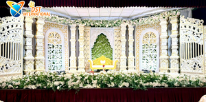 Compre un Conjunto de Paneles de Fondo para Escenario de Fibra Premium para Ceremonia de Boda Blanca Clásica, Decoración de Escenario para Recepción de Boda con Temática Romántica Victoriana - Product Image 6