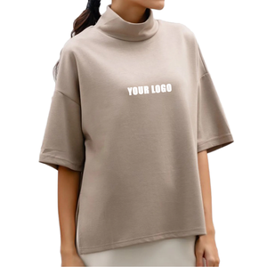 เสื้อยืดสตรีแบบสวมใส่สบาย คอวี ปักลายโลโก้ ผ้าฝ้าย 100% น้ำหนัก 200 กรัม รับผลิตแบบ OEM/ODM พร้อมบริการพิมพ์ลายพัฟฟ์ตามสั่ง เหมาะสำหรับใส่ลำลองในฤดูร้อน - Product Image 1