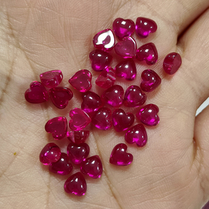 5 #   Corindón Rubí en Forma de Corazón, Cabujón de Base Plana, Gema Sintética Suelta para Joyería - Product Image 4