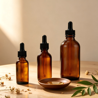 Flacon compte-gouttes en verre couleur thé pour huiles essentielles, cylindrique, opaque, pour concentrés liquides, avec design sérigraphié, idéal pour le voyage