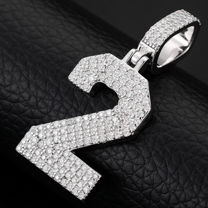 Collier <span class=keywords><strong>Pendentif</strong></span> Chiffres Arabes en <span class=keywords><strong>Argent</strong></span> Sterling 925 avec Diamants Moissanite VVS, <span class=keywords><strong>Bijoux</strong></span> Hip Hop pour Hommes et Femmes - Product Image 3