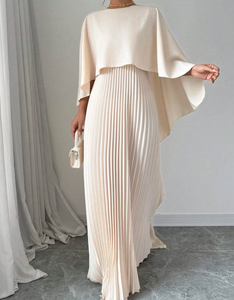 Mode lâche manches chauve-souris élégant Maxi <span class=keywords><strong>robe</strong></span> plissée dames irrégulière soirée dîner robes <span class=keywords><strong>de</strong></span> soirée - Product Image 2