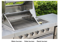 Barbecue extérieur au gaz GPL Kingzan KG-B1 de luxe, haute qualité, en acier inoxydable, écologique, 6 brûleurs, allumage piézo, pliable
