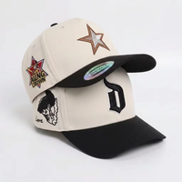 Casquettes de baseball en coton personnalisées de haute qualité à 5 panneaux, bicolores, avec logo brodé 3D personnalisé pour hommes