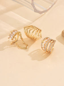 2025 mode populaire européen américain mariage diamant boucles d'oreilles ensemble Clip sur Non percé pour les femmes cadeau de mariée - Product Image 3