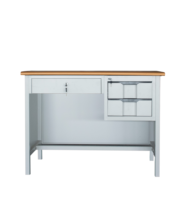 Meuble de bureau en acier démontable, structure métallique et plateau en bois, table d'ordinateur en métal de haute qualité avec tiroir pour l'école
