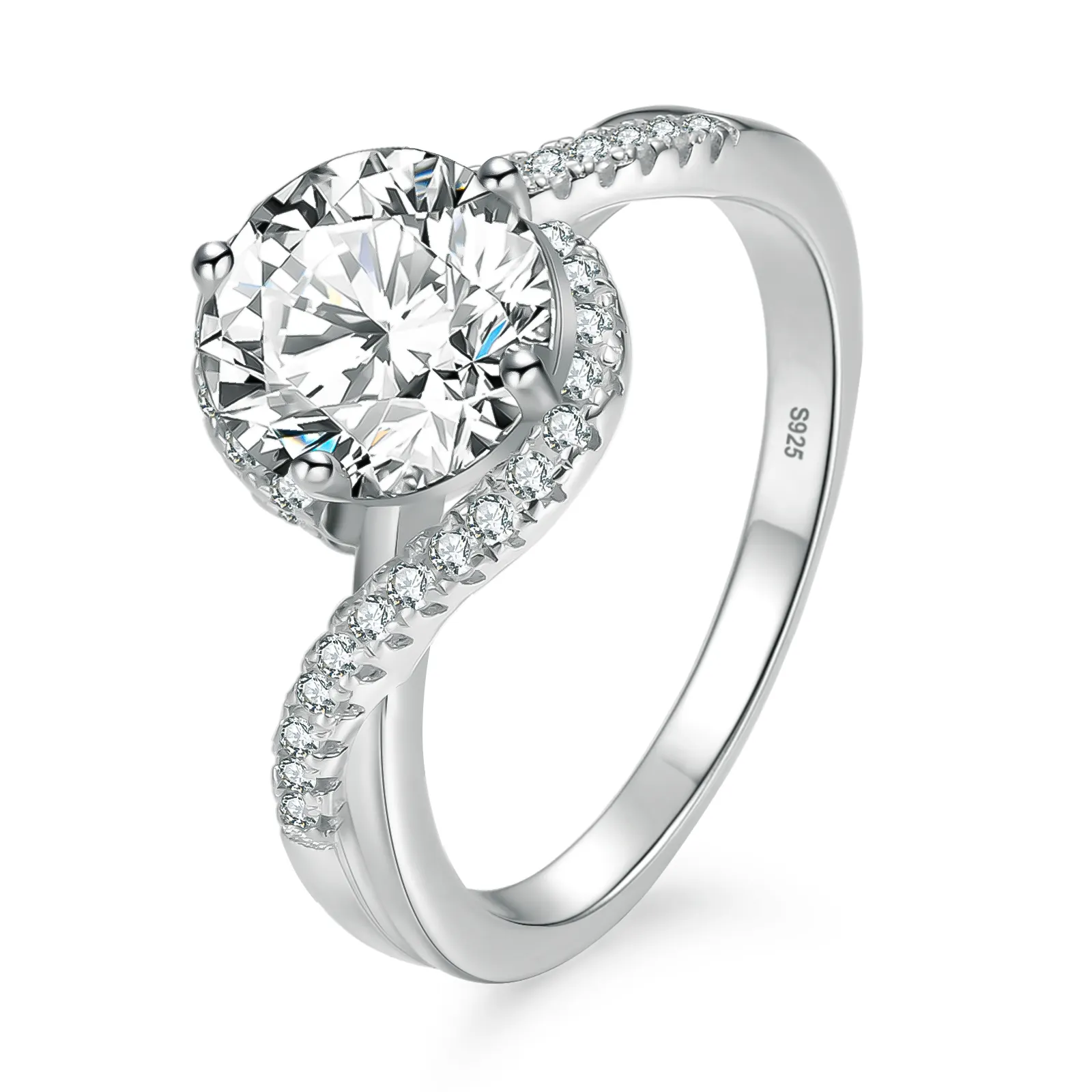 Anelli da sposa di lusso 1ct 1.5ct placcato in oro bianco 925 argento Sterling donne fidanzamento matrimonio VVS anello con diamanti Moissanite