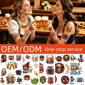 Tatuajes Temporales No Tóxicos de Oktoberfest, con Diseños de Jarra de Cerveza, Barril, Pretzel, Acordeón y Corona Bávara, para Discotecas - Product Image 2
