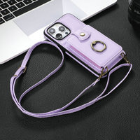 Étui portefeuille pour iPhone 16 Pro Max/17/15 Pro/12/14 avec support de carte, anneau de fixation et compartiment pour cartes de crédit, design bandoulière