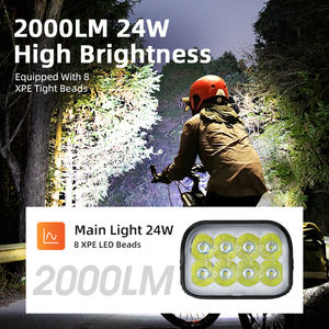 Phare de vélo rechargeable super lumineux 24W, étanche IP54, 2000LM, 6500mAh, fonction banque d'alimentation, LED, éclairage avant pour la conduite nocturne, 6 - Product Image 3