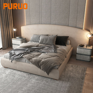 Luxus Kalifornien Hotel Aufbewahrung modernes samt Vollplattform Einzel-Doppelt-Zwillings-Bettrahmen König-Königin-Größe mit Aufbewahrung Headboard - Product Image 2