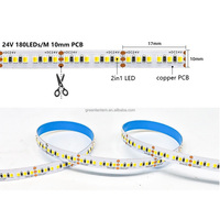 12V 24V SMD2835 2in1 LED double température de couleur blanche LED bande lumineuse 5mm 8mm 10mm 120LEDs/m 180LEDs/m pour l'éclairage de la maison d'armoire