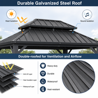 Pergola en aluminium à toit rigide, double toit, moustiquaire, imperméable, revêtement poudré, pour jardin, gazebo, terrasse, patio
