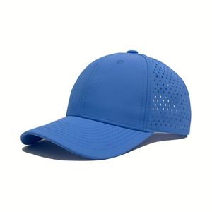 Gorra de béisbol de color liso para hombre, impermeable, de poliéster RPET, con malla perforada a láser y cierre strapback bordado, para comercio exterior. - Product Image 4