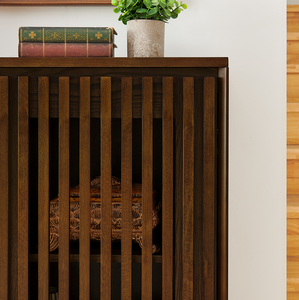 Mid Century Modern Solid Wood Fluted Hollowed Out <b>Sideboard</b> Cabinet 2 Outlet Holes Luxury Living Room Buffet Cabinet Storage - Product Image 2