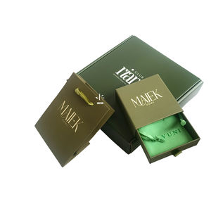 Boîte à bijoux cadeau en papier de carton rigide à glissière avec logo personnalisé vert herbe unique Boîte à bijoux à <span class=keywords><strong>tiroir</strong></span> Emballage de boucles d'oreilles et de colliers - Product Image 1