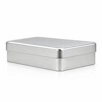 Boîte de rangement pour biscuits en fer blanc mat argenté de qualité alimentaire avec couvercle en deux parties, conteneur métallique pour cadeaux et articles ménagers quotidiens