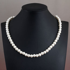 Collier de perles pour <span class=keywords><strong>maman</strong></span> verre imitation perle blanche perle ronde bijoux accessoires collier de chaîne de clavicule - Product Image 4