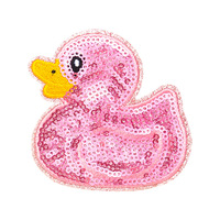 Aplikasi Bebek Mengkilap Lucu, Lencana Bordir Berkilau, Patch Bebek Berpayet untuk Topi, Jaket, Ransel, Pakaian, Dekorasi DIY