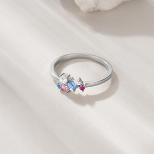 CANNERSize 7 Nouvelle bague élégante minimaliste en argent sterling 925 sertie de zircon coloré pour femmes - Product Image 2
