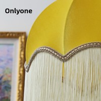 Lustre créatif rétro jaune citron à pampilles, style américain et français vintage, luminaire LED en tissu pour restaurant et chambre à coucher