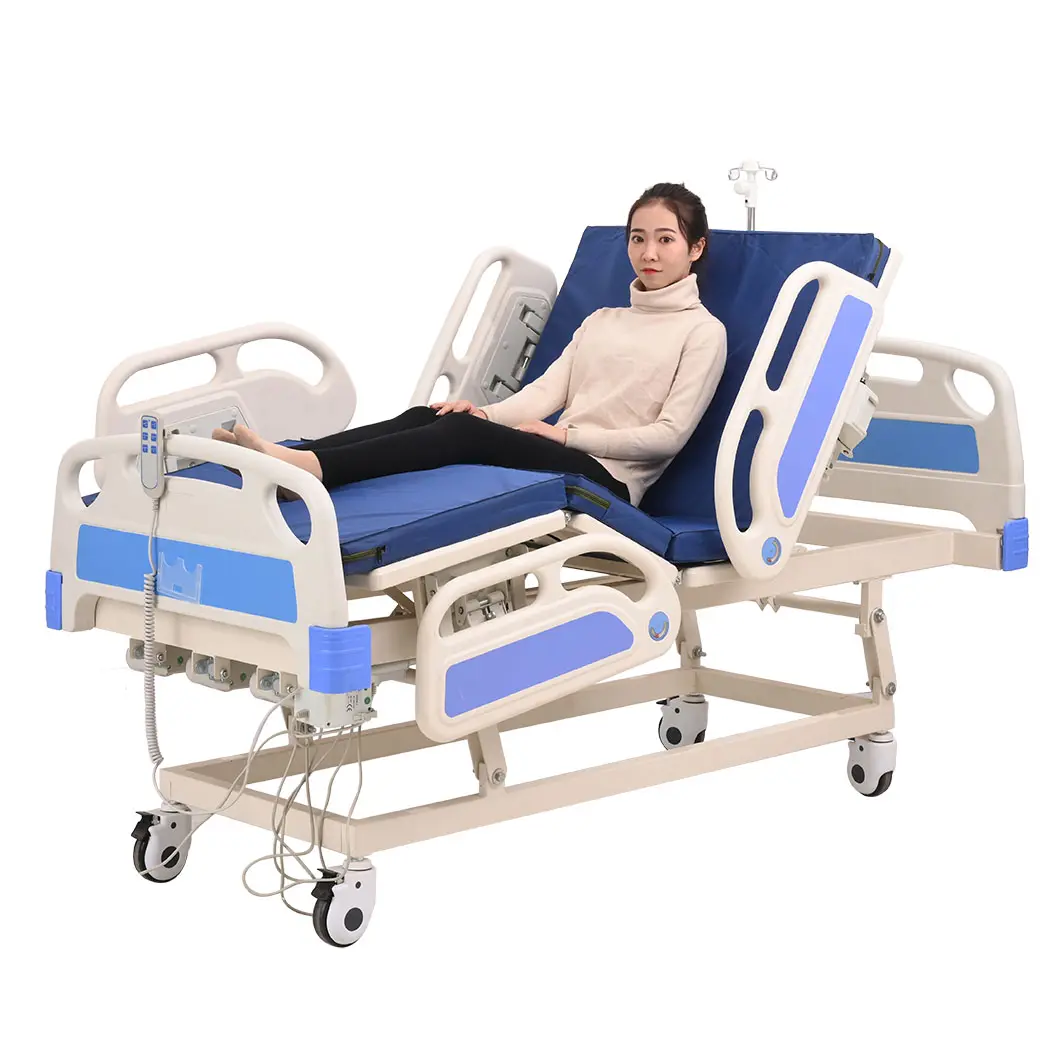 Furnitur rumah sakit tinggi dapat disesuaikan 5 fungsi tempat tidur perawatan pasien medis elektrik ICU