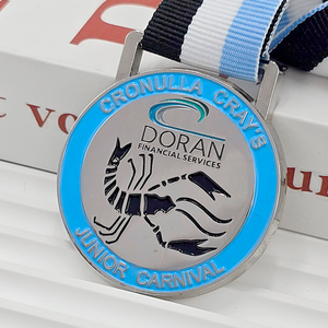 Medallas deportivas grabadas personalizadas duraderas de aleación de Zinc con cinta impresa troquelada para ciclismo Judo fútbol duatlón - Product Image 3