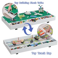 Table de jeu de construction 2 en 1 pour enfants Table de jeu de blocs de construction avec plateau et table d'activité de voiture de train avec roues