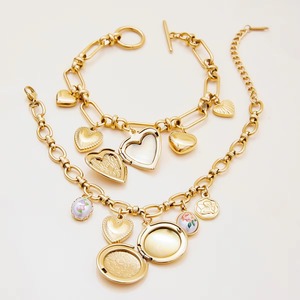 Trendy Sweet Romantic Pearl Accented Charm <b>Bracelet</b> Stainless Steel Photo <b>Locket</b> Angel Love Heart OT Clasp Fashion Jewelry - Product Image 5