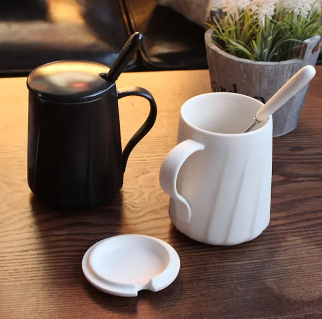 Quà Tặng gốm Mug với muỗng nắp cà phê Tea Cup