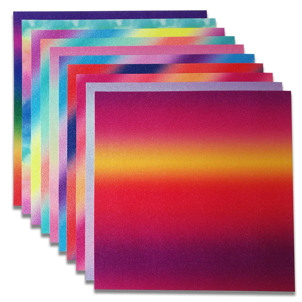 Almohadilla de papel estampada para la fabricación de tarjetas, cartuchera de colores arcoíris, álbum de recortes, papel artesanal decorativo de Origami, 12 "x12" 330GSM