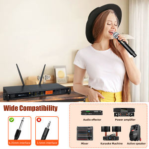 Sistema de Micrófono Inalámbrico UHF Portátil Profesional UX22 de 2 Canales, Alcance de 50m, Alta Sensibilidad, Color Negro, para Sonido de Escenario - Product Image 5