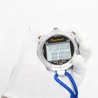 Chronomètre d'entraînement sportif professionnel en métal avec écran LCD électronique à 2 lignes, grande affichage, mémoire 60 tours, étanche, compte à rebours, pour l'extérieur
