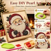Kit de Peinture Diamant DIY Noël Perles et Diamants, Thème Père Noël, Élan, Arbre, Couronne, Ensemble d'Art Perlé pour Débutants, Cadeau de Fêtes, Décoration Maison
