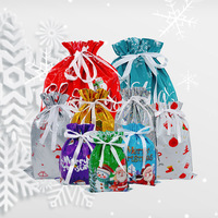 Grands sacs cadeaux de Noël en plastique réutilisables avec cordon de serrage, personnalisables, emballage cadeau de fête en gros