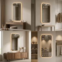 Miroir LED sans cadre avec capteur tactile IP44, style Instagram moderne, alimenté par prise, personnalisable pour salle de sport, salon, villa