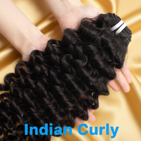 Rambut Manusia India Keriting Mentah, Bundel, Dari Satu Donor, Belum Diproses, Kutikula Tertata Rapi
