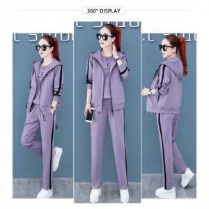 Conjunto de Chaleco para Dama Otoño Invierno 2025 Camisa de Manga Larga + Chaleco con Capucha Tallas Grandes Traje Deportivo Casual para Mujer - Product Image 5