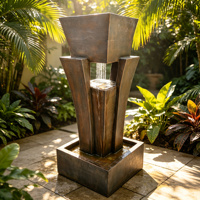 Fuente de Agua en Columna Geométrica, Chorro de Lluvia Vertical, Decoración para Jardín Exterior, Venta al Por Mayor